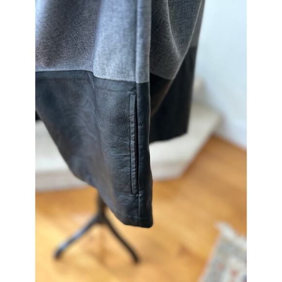 Natori Grey & Faux Leather Trim Open Kimono Cardigan - Picture 6 of 7